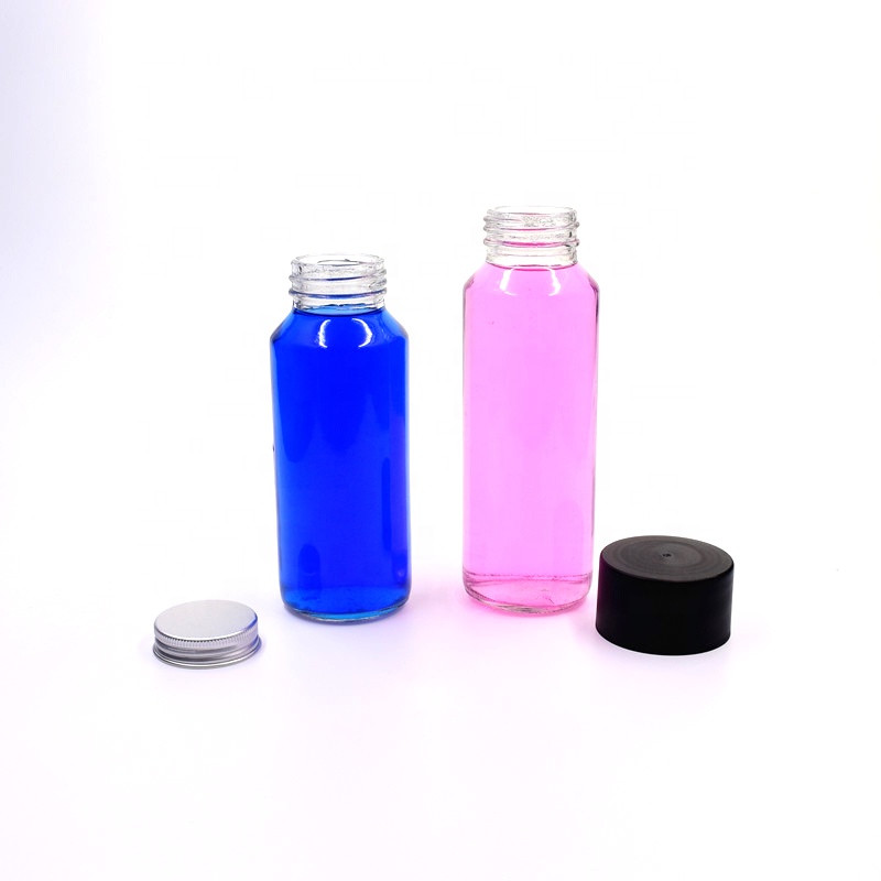 Recyclable 250ml transparent round cold-pressed juice beverage drink flint glass bottle fruit milk tea containers with screw cap