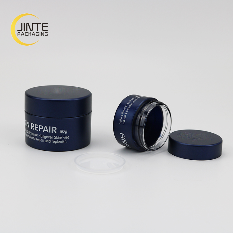 Recyclable PETG Cosmetic Dark Blue Jar With Lid Skincare Products Face Cream Jar 100ml 150ml 200ml