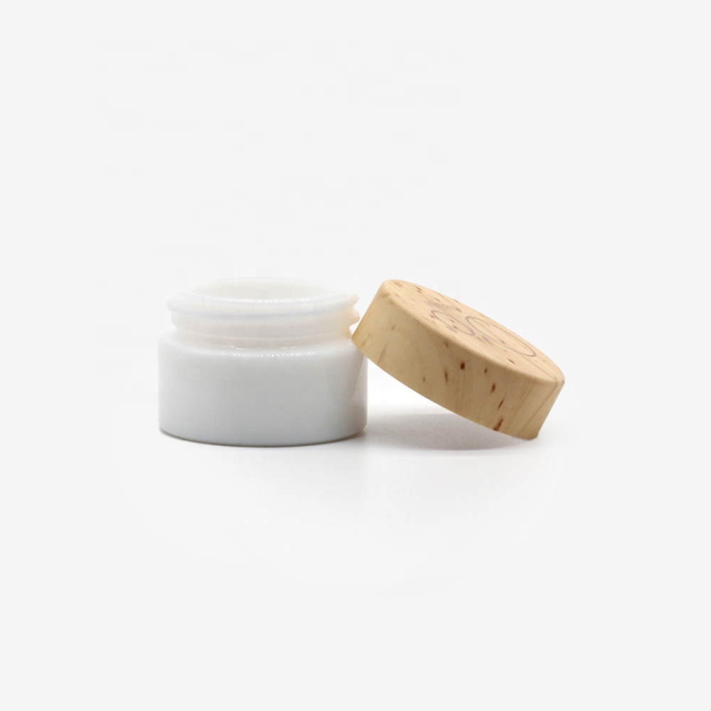 Recyclable White milky glass jar with 15ml for eye cream and lip cream cosmetics packaging