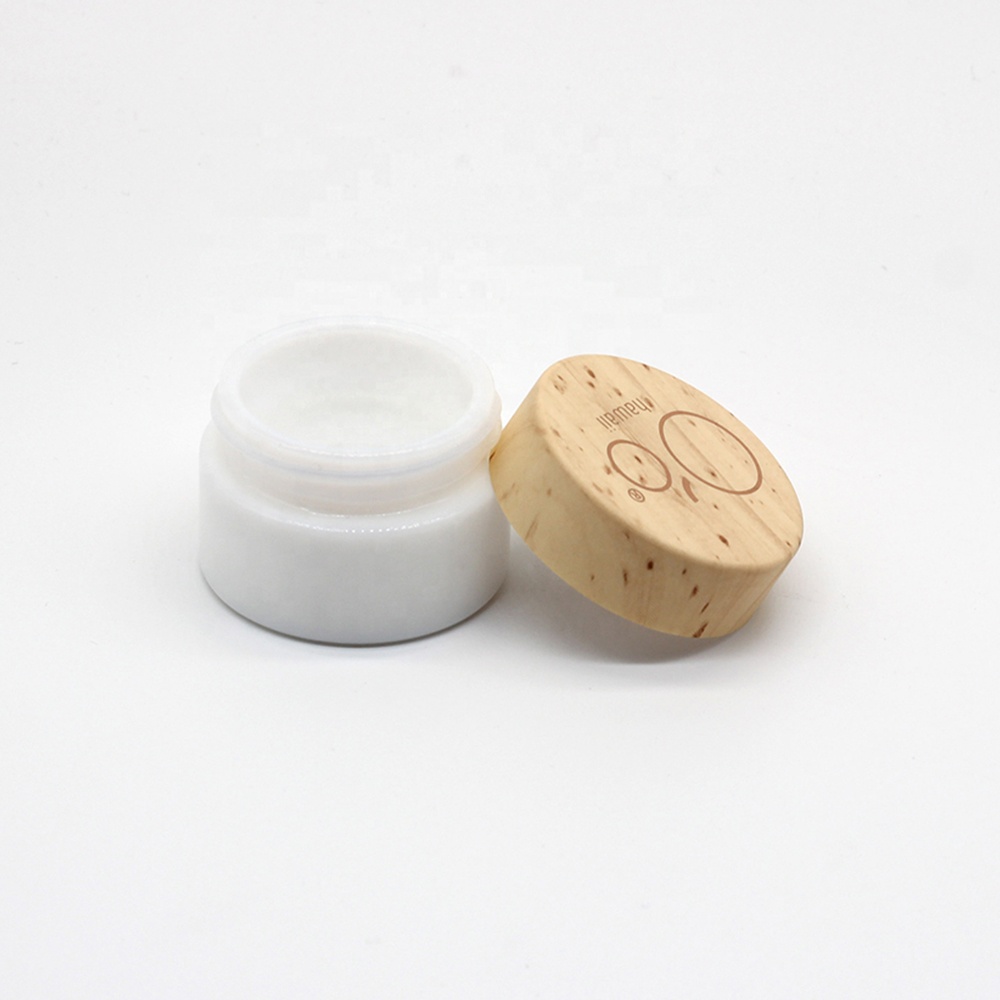 Recyclable White milky glass jar with 15ml for eye cream and lip cream cosmetics packaging