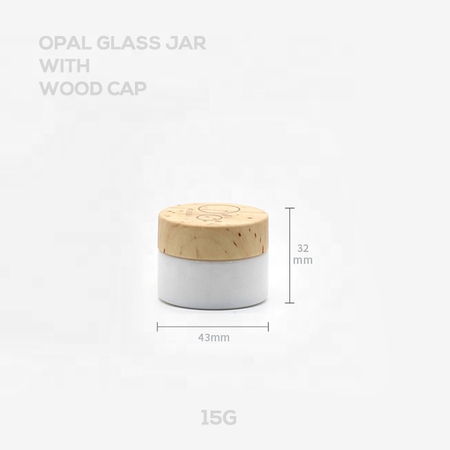 Recyclable White milky glass jar with 15ml for eye cream and lip cream cosmetics packaging