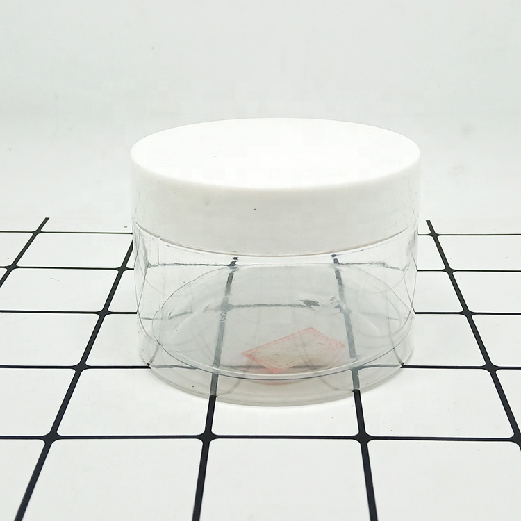 Recyclable custom matte black cosmetic packaging frosted pet plastic jar 250ml black lid