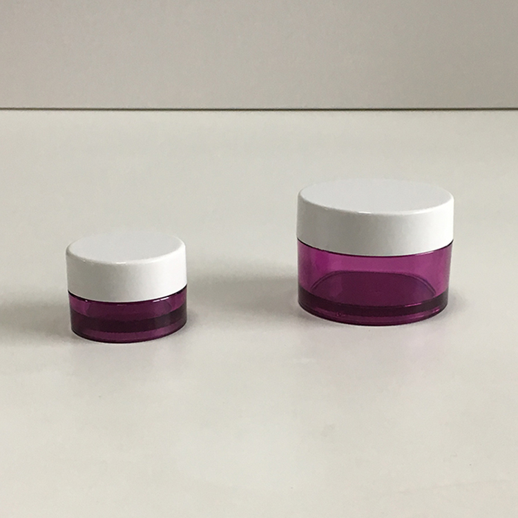 Recycle cosmetic container violet color clear PETG plastic jar for hand cream face cream hair wax
