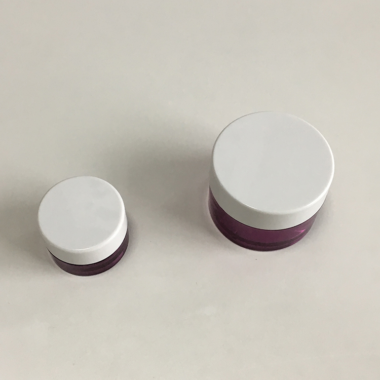 Recycle cosmetic container violet color clear PETG plastic jar for hand cream face cream hair wax