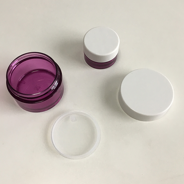 Recycle cosmetic container violet color clear PETG plastic jar for hand cream face cream hair wax
