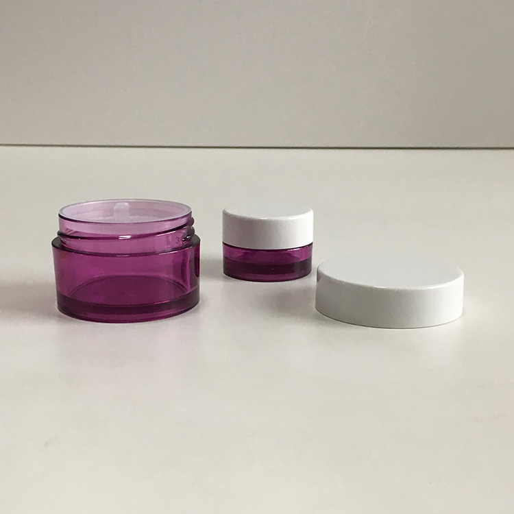 Recycle cosmetic container violet color clear PETG plastic jar for hand cream face cream hair wax
