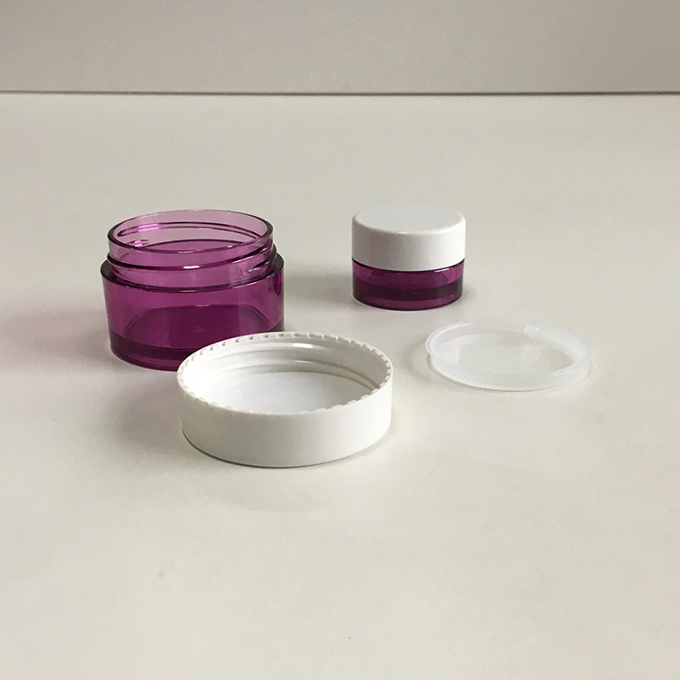 Recycle cosmetic container violet color clear PETG plastic jar for hand cream face cream hair wax