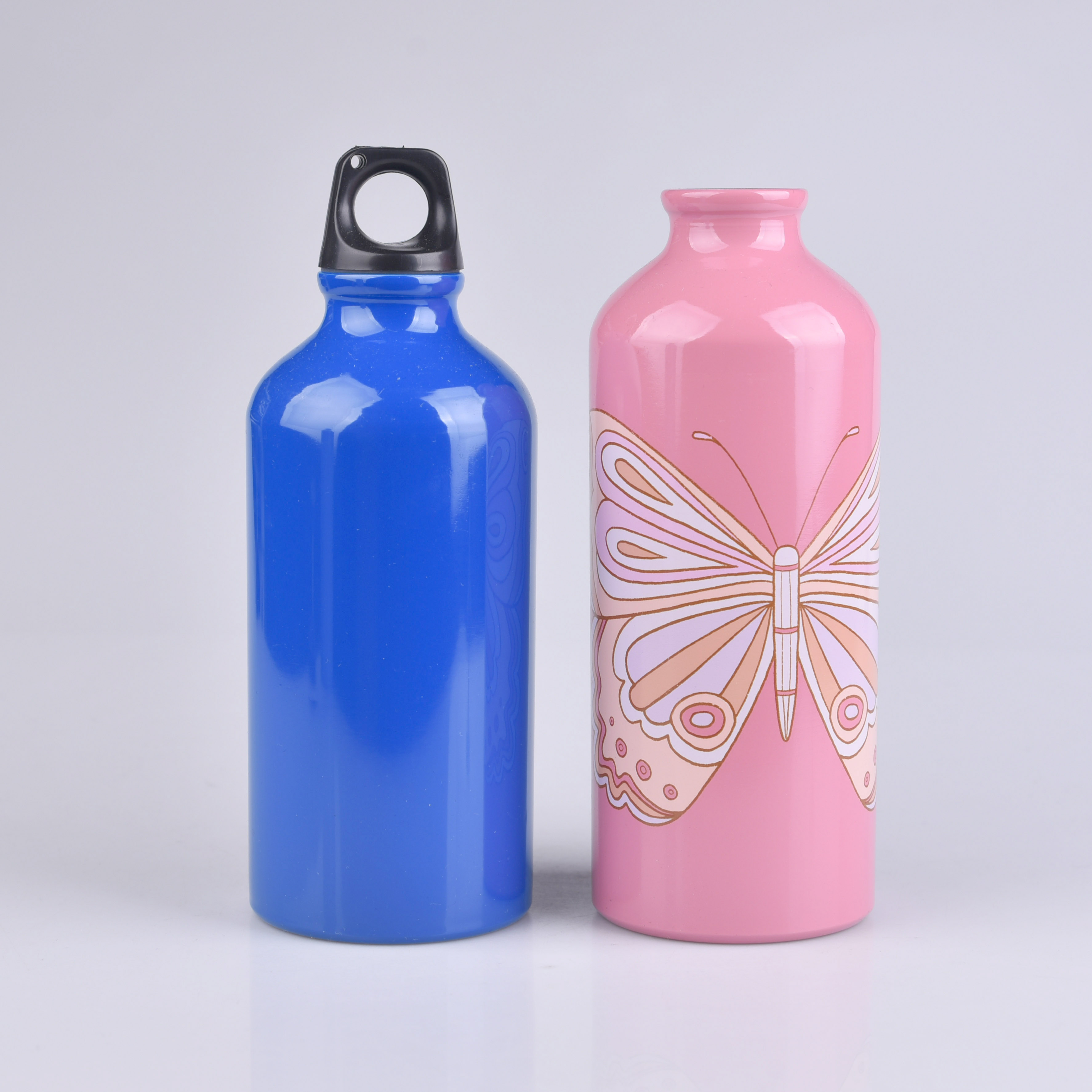 Recycle sustainable customized new 1L 1000ml 20oz 750ml 600ml 500ml aluminum sports water bottle with carabiner and plastic cap