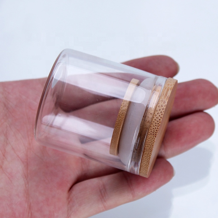 Recycled 2 ounce 4 ounce 8 ounce glass herb storage jars with with bamboo lid