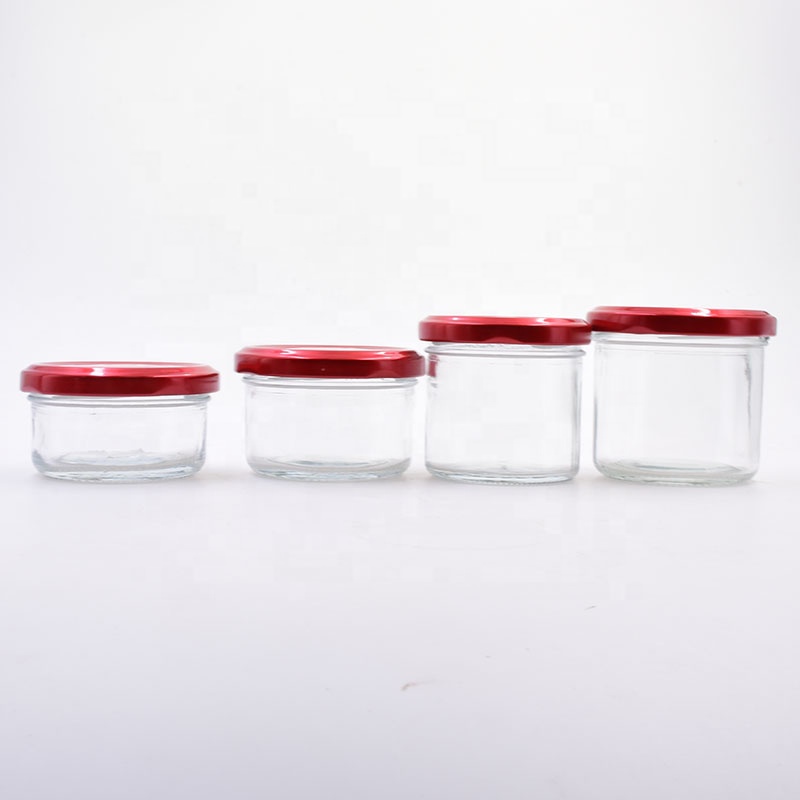 Recycled 75ml 100ml 110ml 150ml clear glass jar with screw top lid decorative mason jars food packaging bottles with black lids