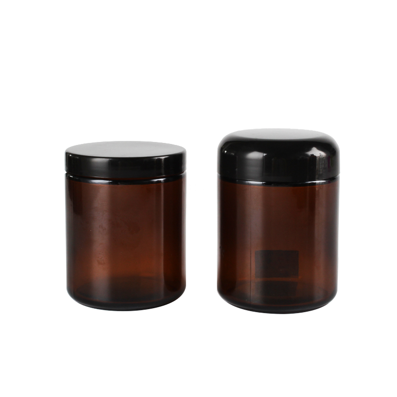 Recycled Empty Amber Luxury Glass Candle Jars with Metal Lids