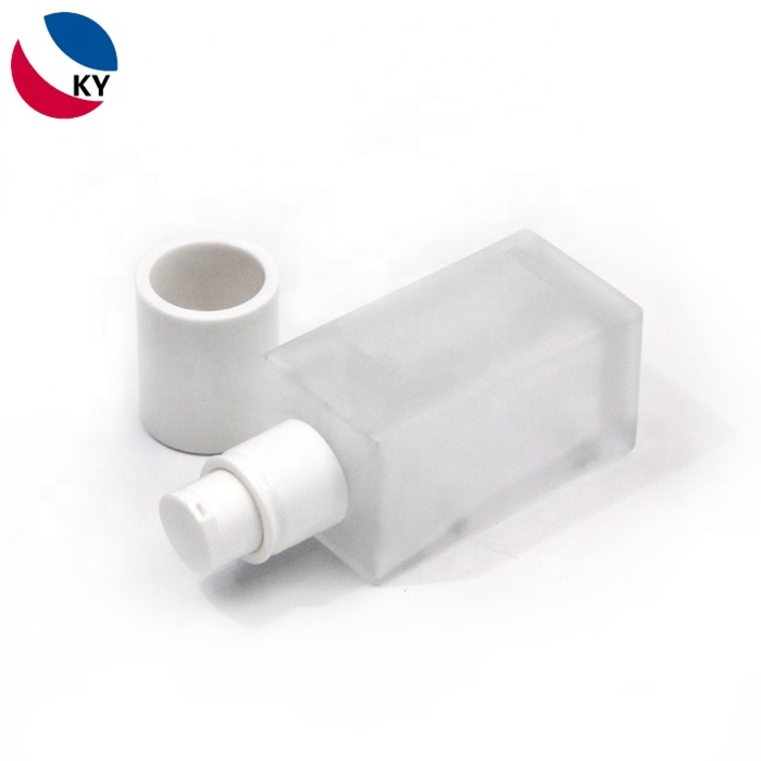 Recycled Frosted Flat 1oz Rectangle Foundation Pressure Lotion Pump Spray Glass Bottle with Pump PUMP Sprayer Frost