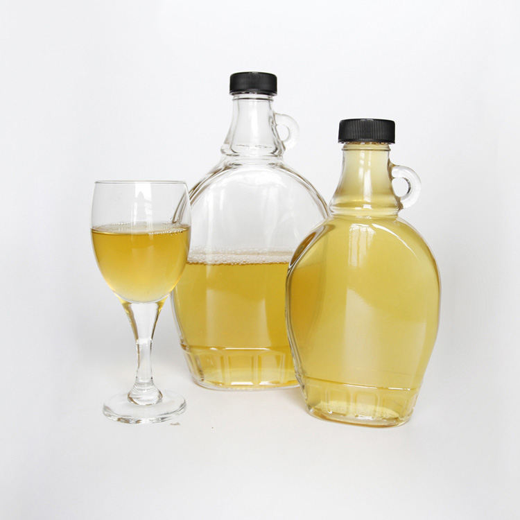 Recycled Juice Milk Bottle Beverage 8oz 16 oz 250ml 500ml Big Belly Glass Maple Syrup Bottle With Finger Loop