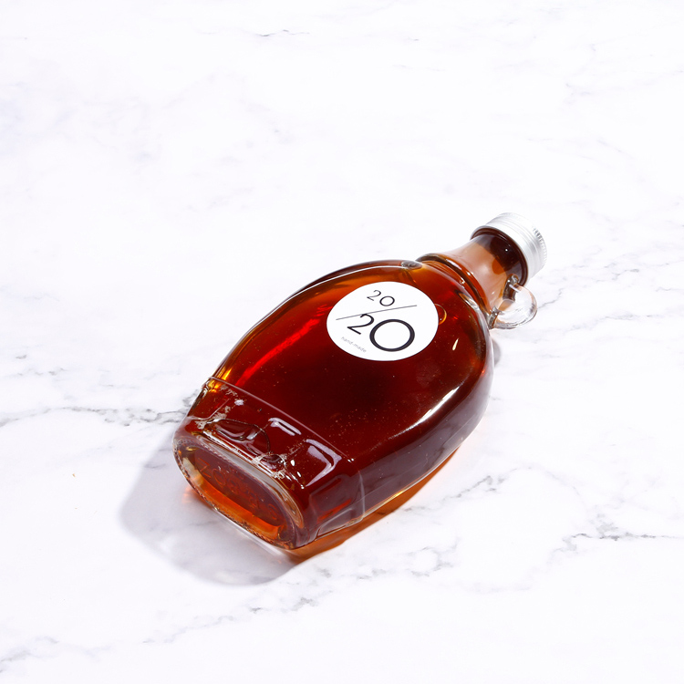 Recycled Juice Milk Bottle Beverage 8oz 16 oz 250ml 500ml Big Belly Glass Maple Syrup Bottle With Finger Loop