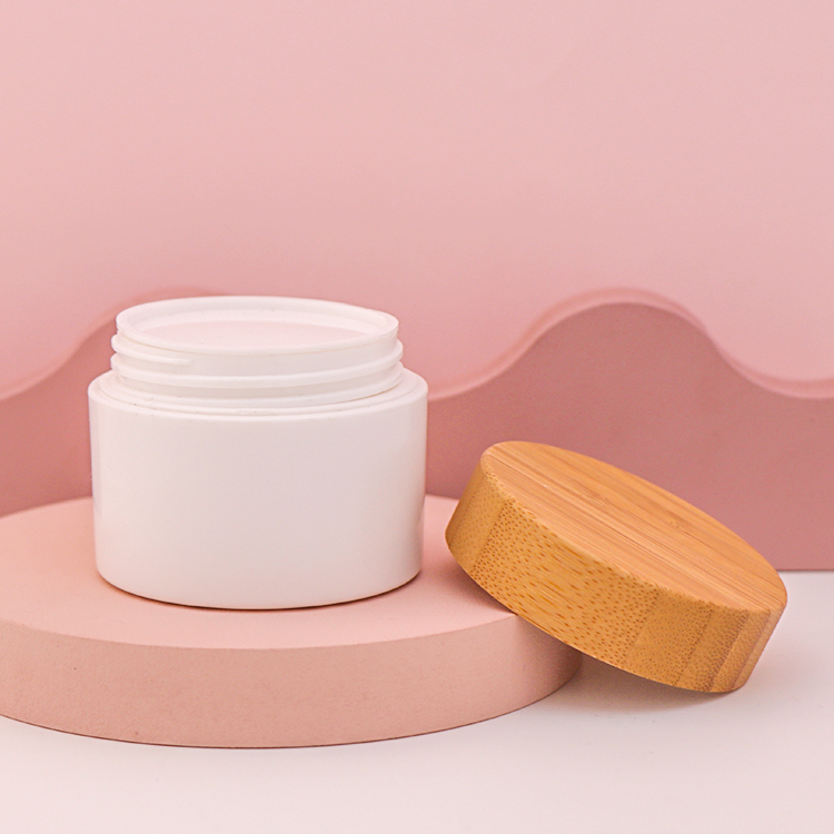 Recycled PLA material biodegradable 50ml cosmetic face cream jars with bamboo lid