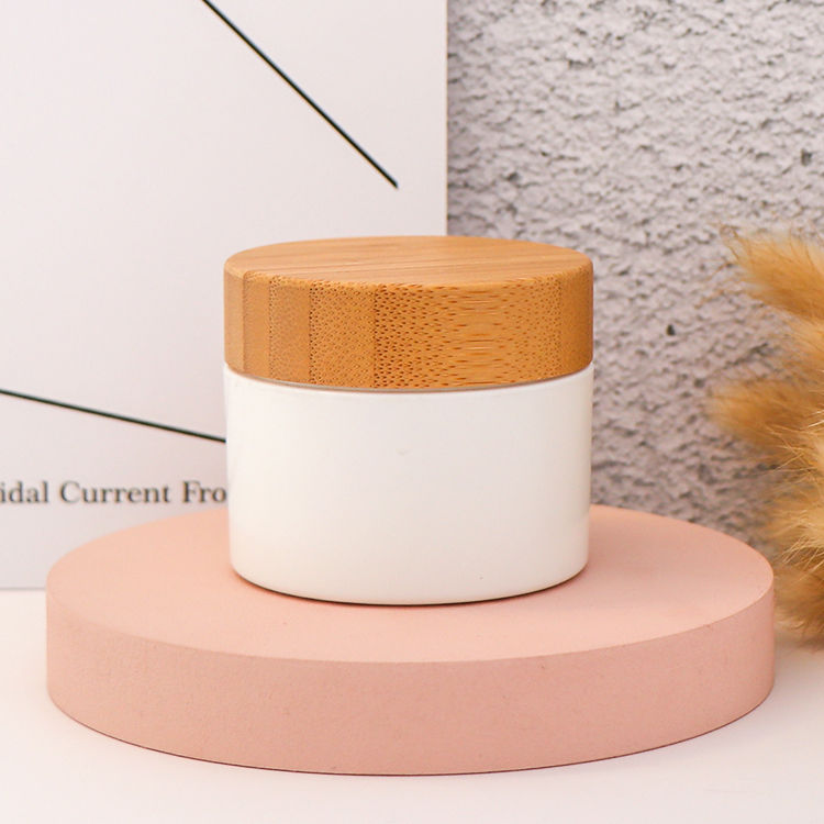 Recycled PLA material biodegradable 50ml cosmetic face cream jars with bamboo lid