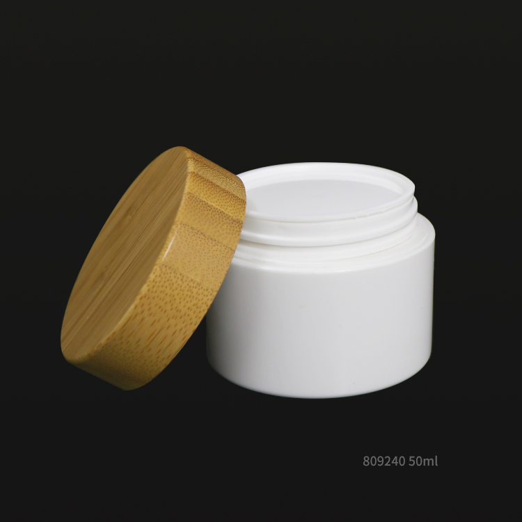 Recycled PLA material biodegradable 50ml cosmetic face cream jars with bamboo lid