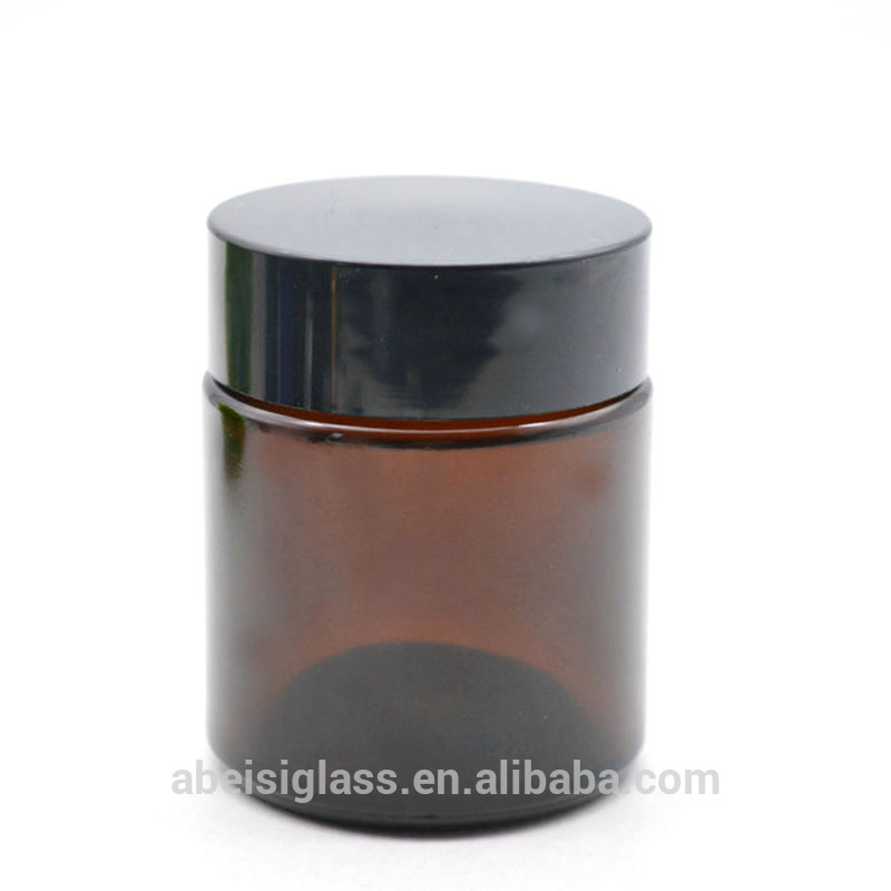 Recycled candle glass jars with black plastic/metal lid