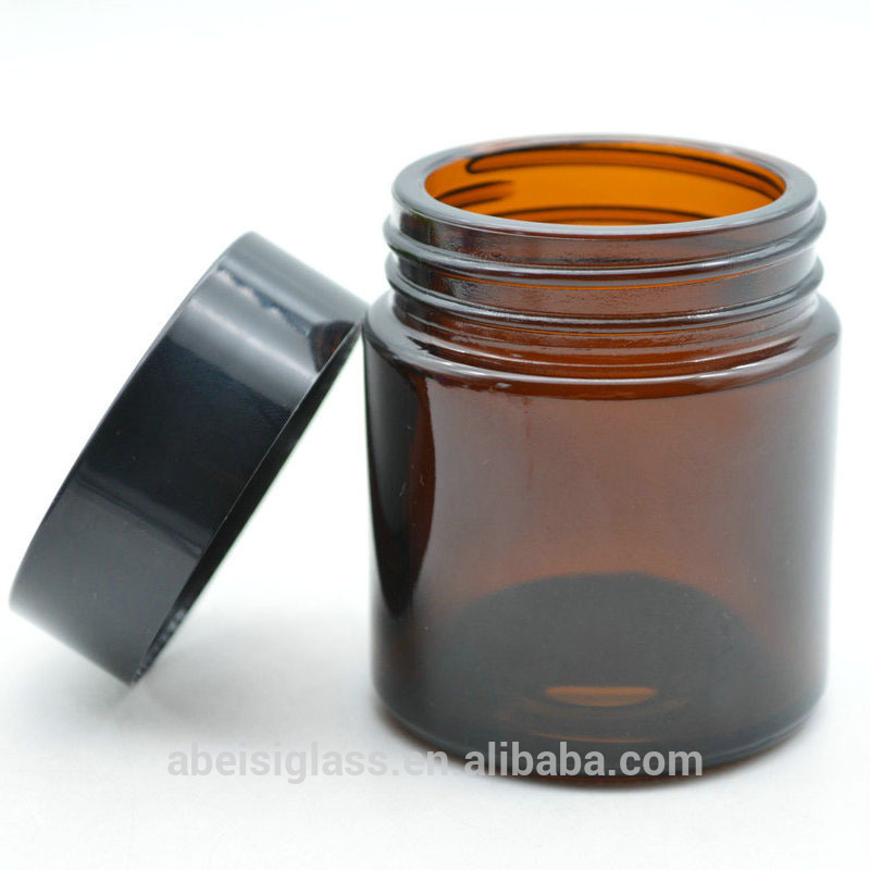 Recycled candle glass jars with black plastic/metal lid