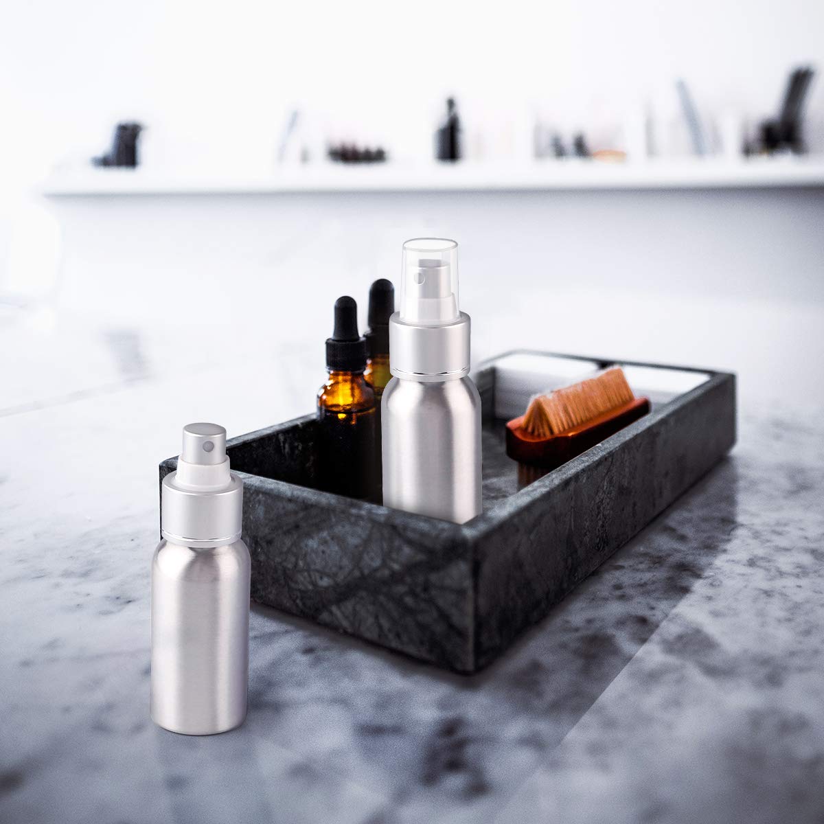 Recycling Environmental Aluminium empty 40ml 60ml 100ml amber lotion shampoo bottle hand wash bottles travel bottle set