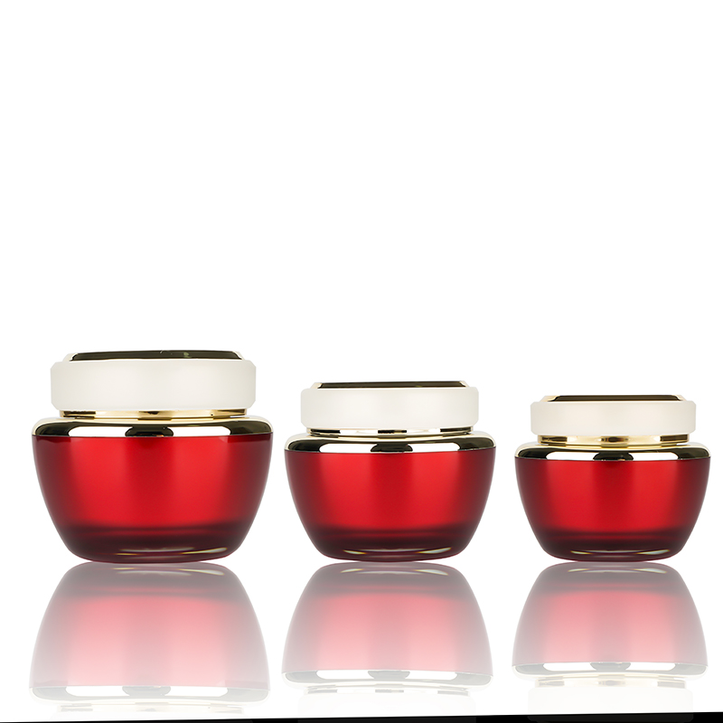 Red Color 15ml 30ml 50ml Metalized Customized Facial Acrylic Luxury Cream Jar For Skin Care Cosmetic Packaging