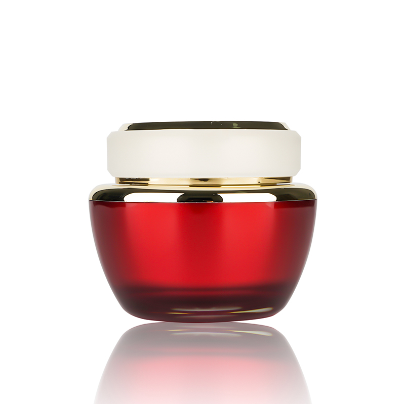 Red Color 15ml 30ml 50ml Metalized Customized Facial Acrylic Luxury Cream Jar For Skin Care Cosmetic Packaging