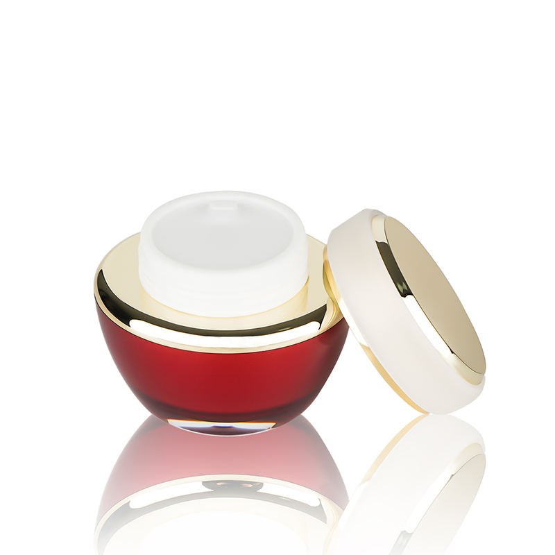 Red Color 15ml 30ml 50ml Metalized Customized Facial Acrylic Luxury Cream Jar For Skin Care Cosmetic Packaging