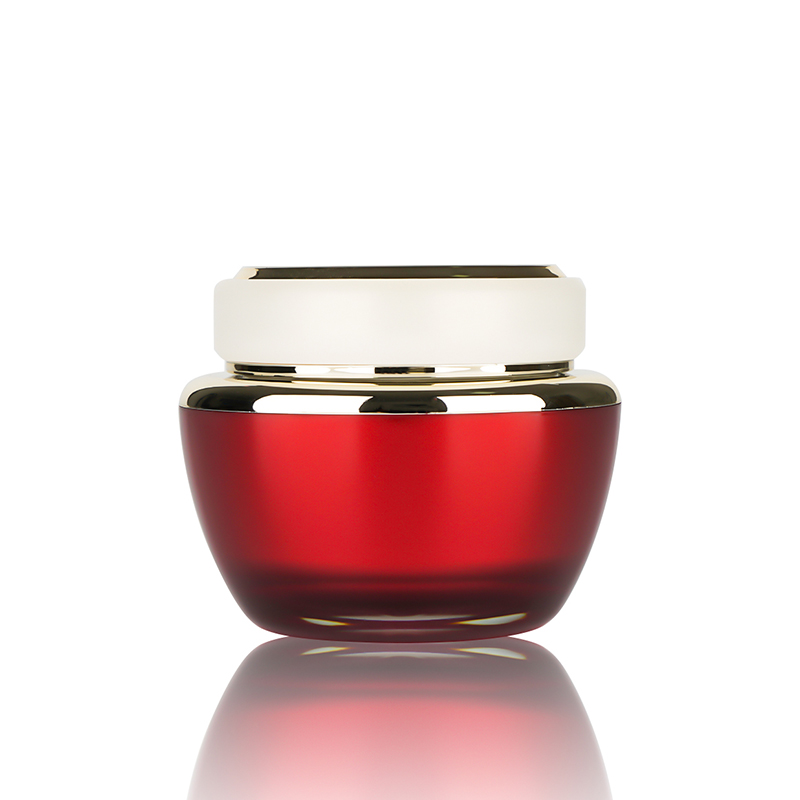 Red Color 15ml 30ml 50ml Metalized Customized Facial Acrylic Luxury Cream Jar For Skin Care Cosmetic Packaging