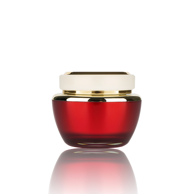 Red Color 15ml 30ml 50ml Metalized Customized Facial Acrylic Luxury Cream Jar For Skin Care Cosmetic Packaging