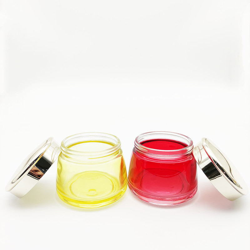 Red Yellow Black Frosted 120ml Glass Cosmetic Jars Luxury Dark 4oz 120g Glass Jar With Logo Printing for Cbd Hemp Cream