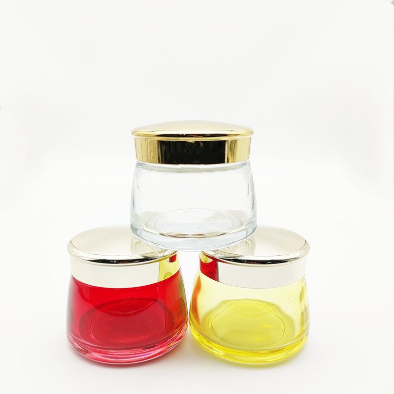 Red Yellow Black Frosted 120ml Glass Cosmetic Jars Luxury Dark 4oz 120g Glass Jar With Logo Printing for Cbd Hemp Cream