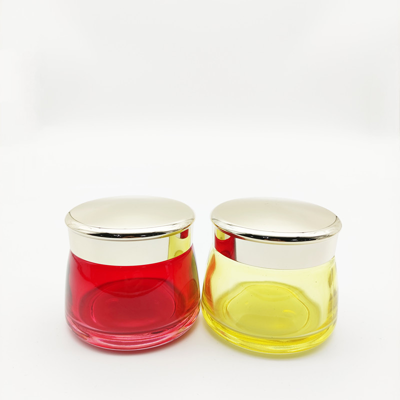 Red Yellow Black Frosted 120ml Glass Cosmetic Jars Luxury Dark 4oz 120g Glass Jar With Logo Printing for Cbd Hemp Cream