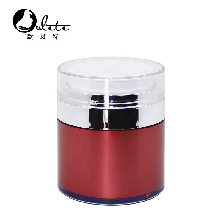 Red acrylic airless face cream jar 15ml 30ml 50ml plastic airless lotion pump jar
