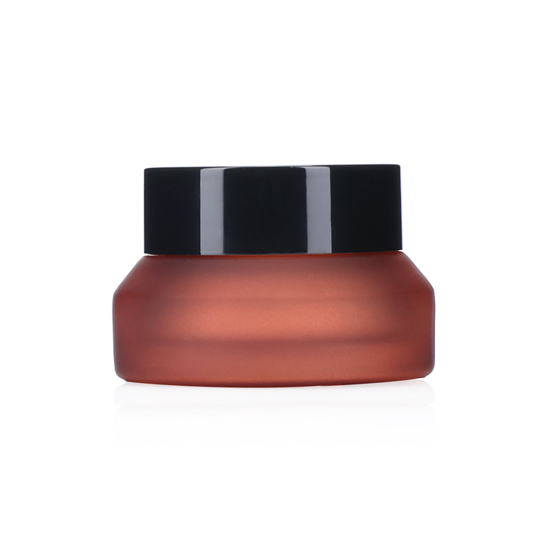 Red-brown High end 20ml 30ml 50ml wide mouth black skin care cream packaging skincare glass cream jar