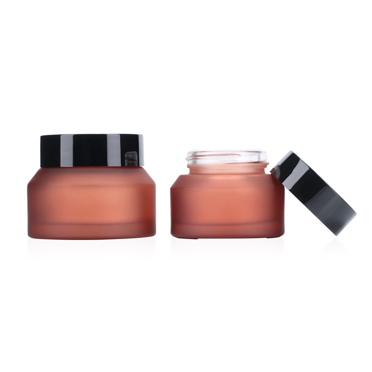 Red-brown High end 20ml 30ml 50ml wide mouth black skin care cream packaging skincare glass cream jar
