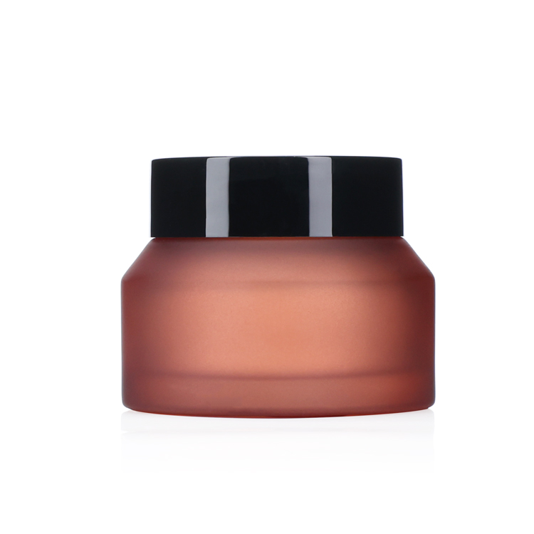 Red-brown luxury cosmetic 15g 30g 50g matte black square glass cosmetic jar for cream