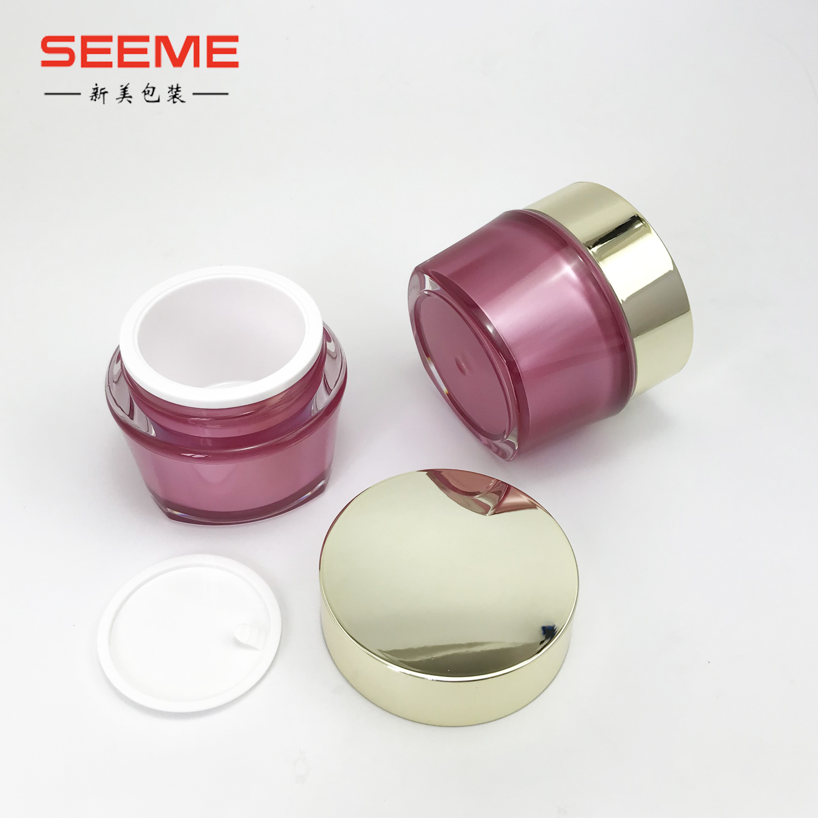 Red color wholesale customized 30g 50g day and night cream plastic cosmetic jars