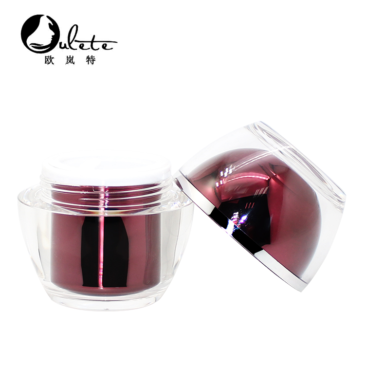 Red cosmetic acrylic jar luxury shape cosmetic packaging jars 50g skin care cream pot