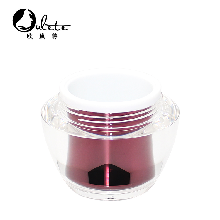 Red cosmetic acrylic jar luxury shape cosmetic packaging jars 50g skin care cream pot
