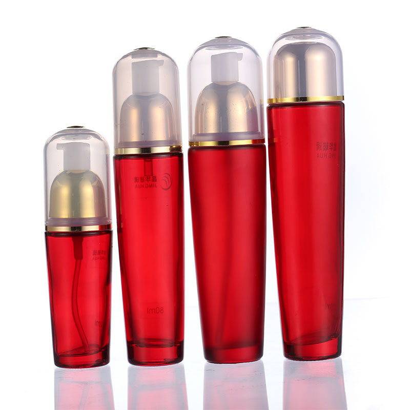 Red lotion bottle glass jar cosmetic containers