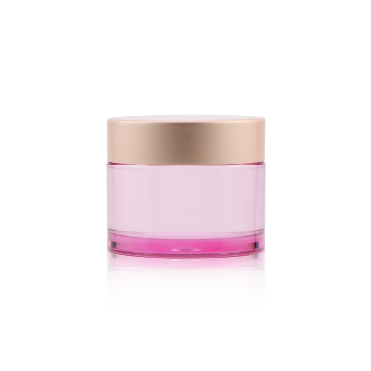Refillable 1/2 1.7 ounce empty eye gel containers facial cream airtight pink plastic jar with aluminium cap for skincare