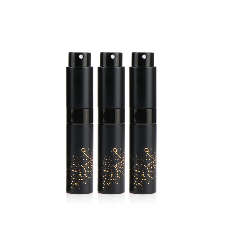 Refillable 10 ml 10 gram aluminum dark pump packaging sprayer small perfume atomizer bottle with pump