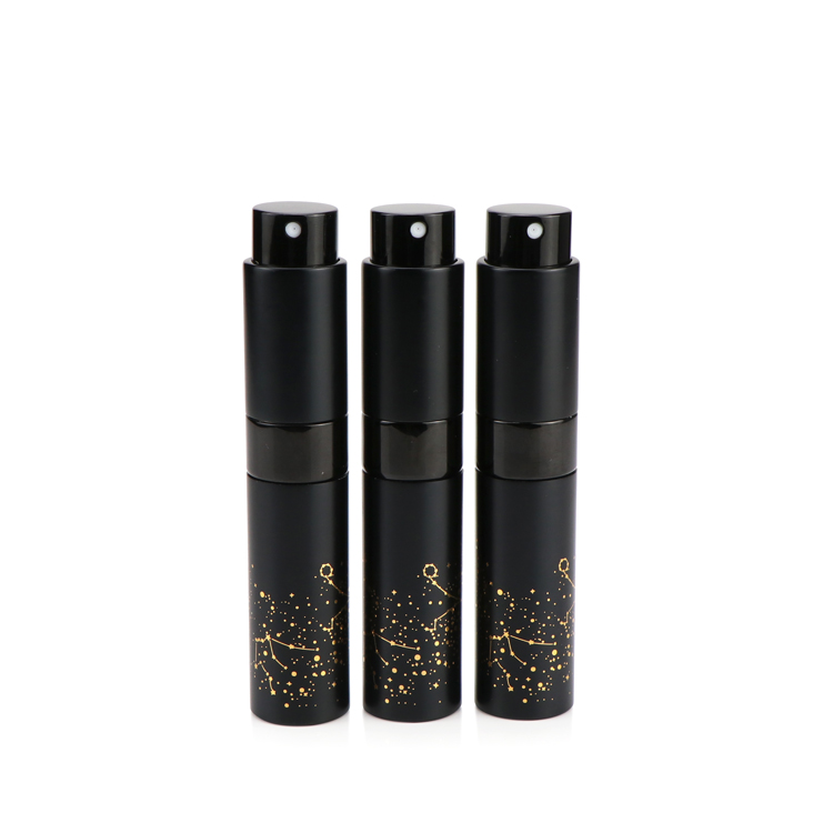 Refillable 10 ml 10 gram aluminum dark pump packaging sprayer small perfume atomizer bottle with pump