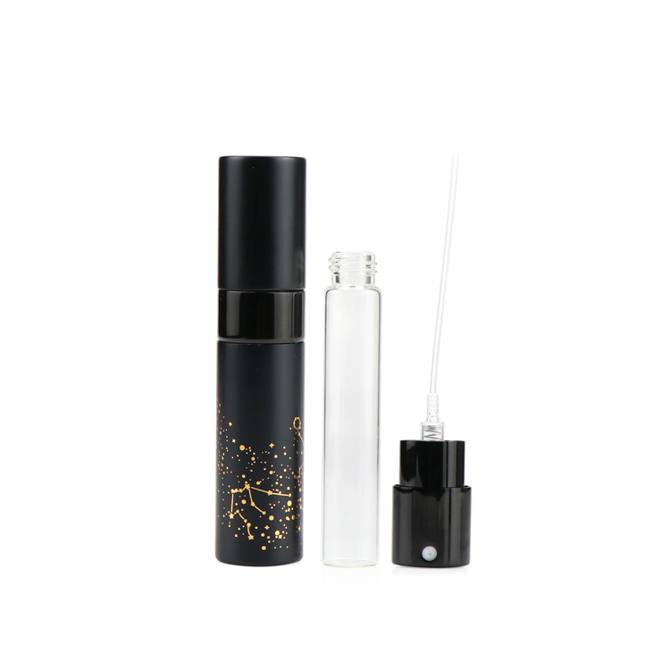 Refillable 10 ml 10 gram aluminum dark pump packaging sprayer small perfume atomizer bottle with pump