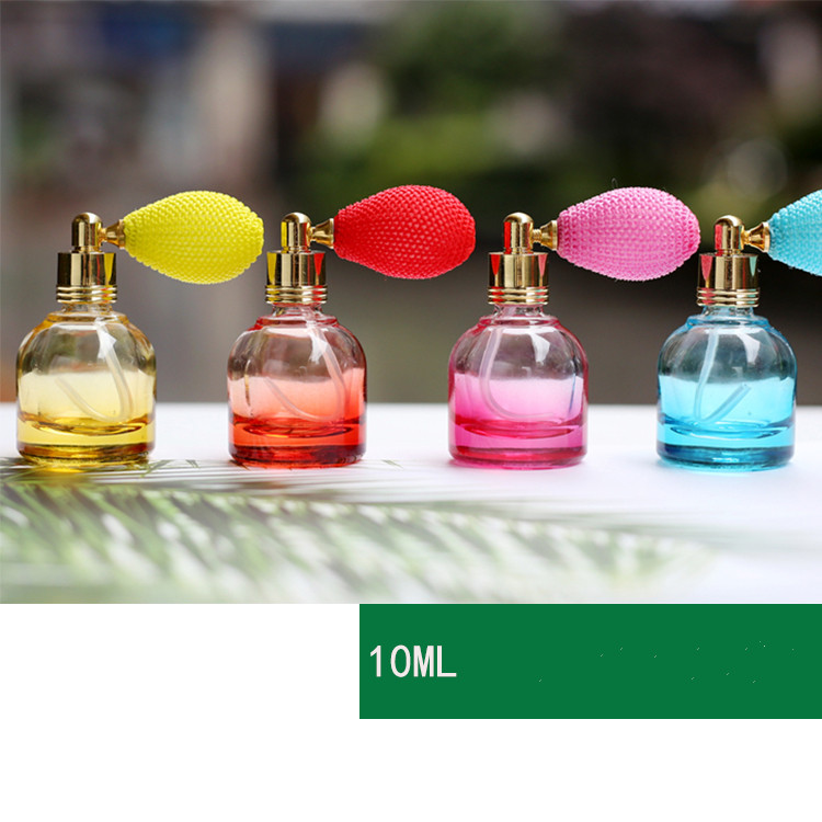 Refillable 12ml Round  Shaped Crystal Glass Spray Perfume Bottles with Atomizer Air Bag