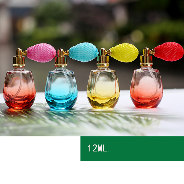 Refillable 12ml Round Shaped Crystal Glass Spray Perfume Bottles with Atomizer Air Bag