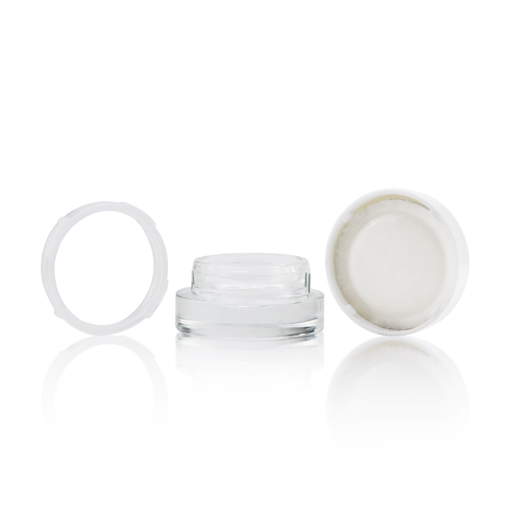 Refillable 3 5 g empty clear cylindrical weed wax container wide mouth airtight small oil glass jar for concentrate