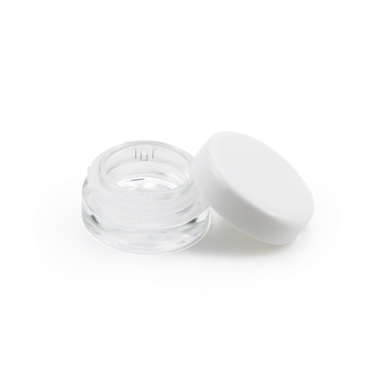 Refillable 3 5 g empty clear cylindrical weed wax container wide mouth airtight small oil glass jar for concentrate