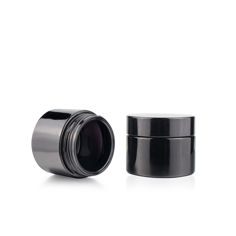 Refillable 5 10 15 30 50 60 100 200 g empty wide mouth cream container apothecary glass black cosmetic jars with cap