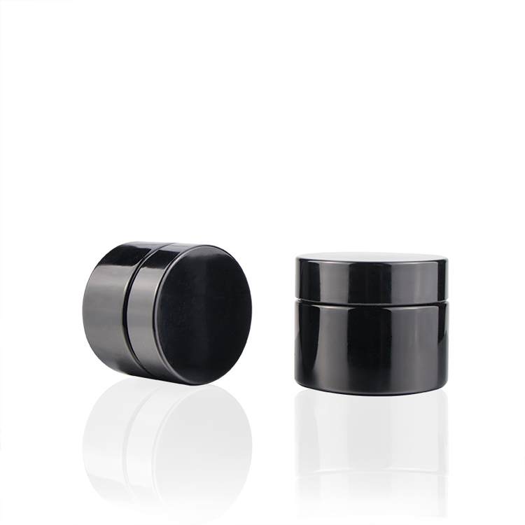Refillable 5 10 15 30 50 60 100 200 g empty wide mouth cream container apothecary glass black cosmetic jars with cap